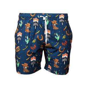 Navy Collage Swim Trunks